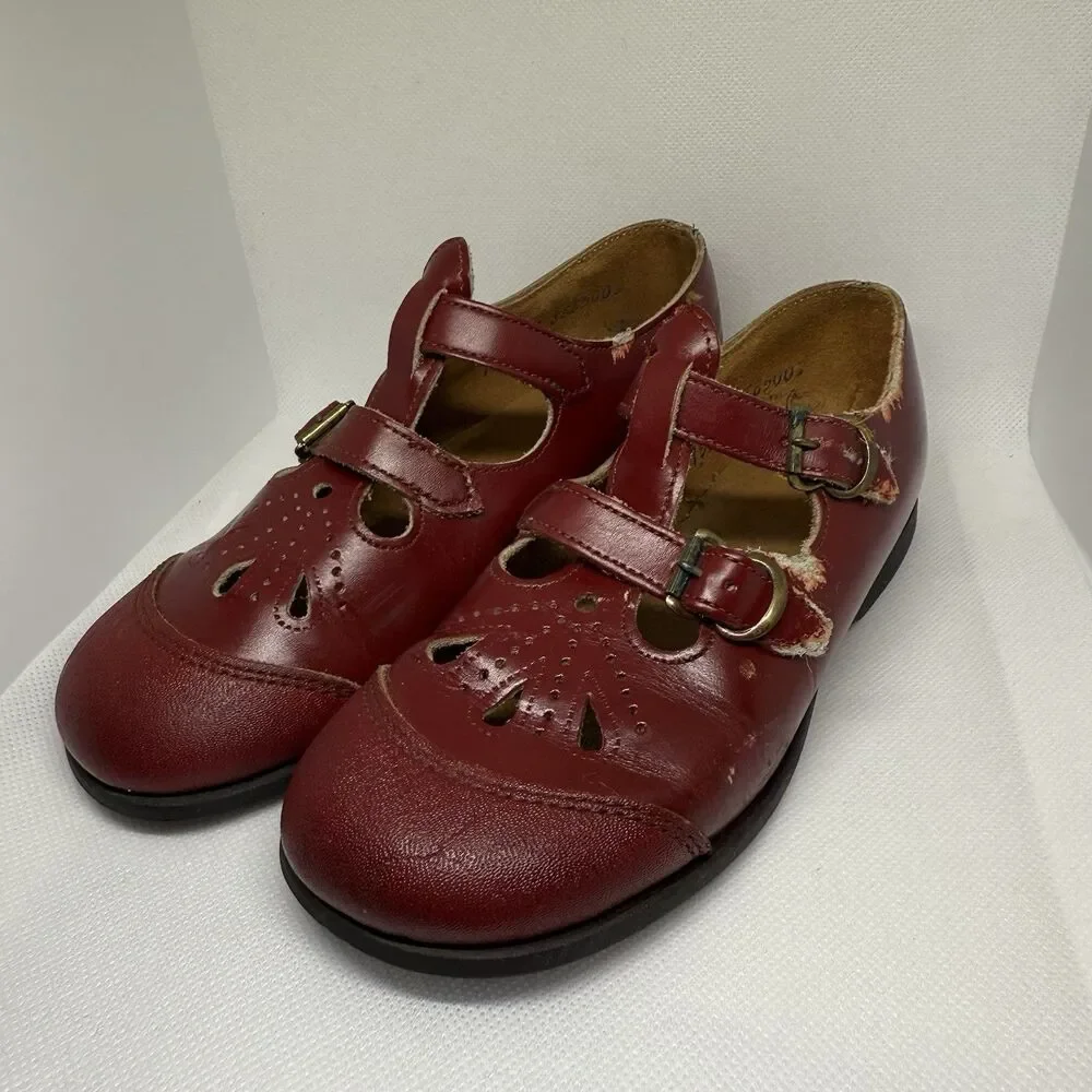 Vintage Buster Brown Red Toddler Mary Jane’s Leather Upper Size 10.5